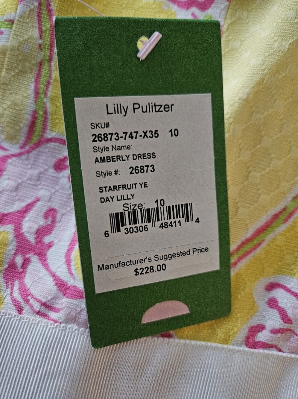 Lilly Pulitzer Amberly Dress Starfruit Day Lilly Floral Yellow Pink Size 10 NWT - Picture 11 of 11